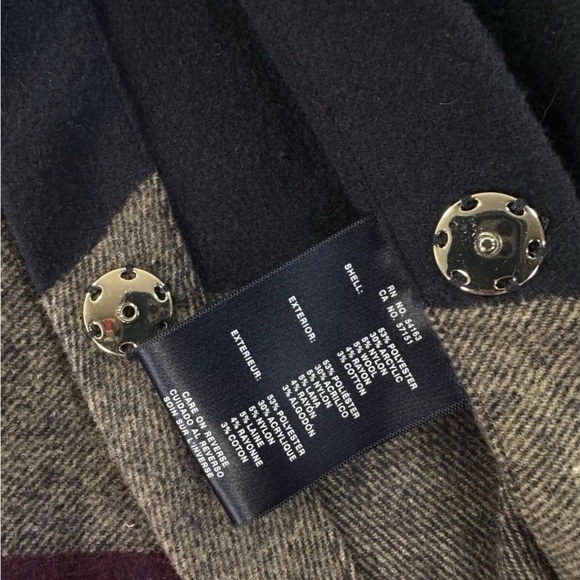 Burgundy Navy Gray Color Block Tommy Coat Cold Weather Fringe Trim NEW NWOT - Picture 12 of 16